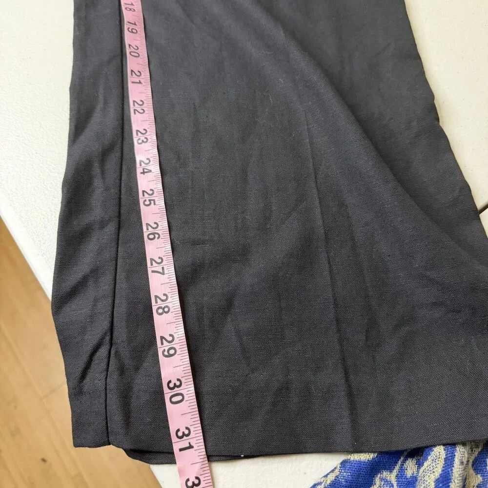 MNG by Mango Black Pleated Trouser Pants Womens 8 Contrast Trim Wide Leg Hi Rise - Picture 11 of 12